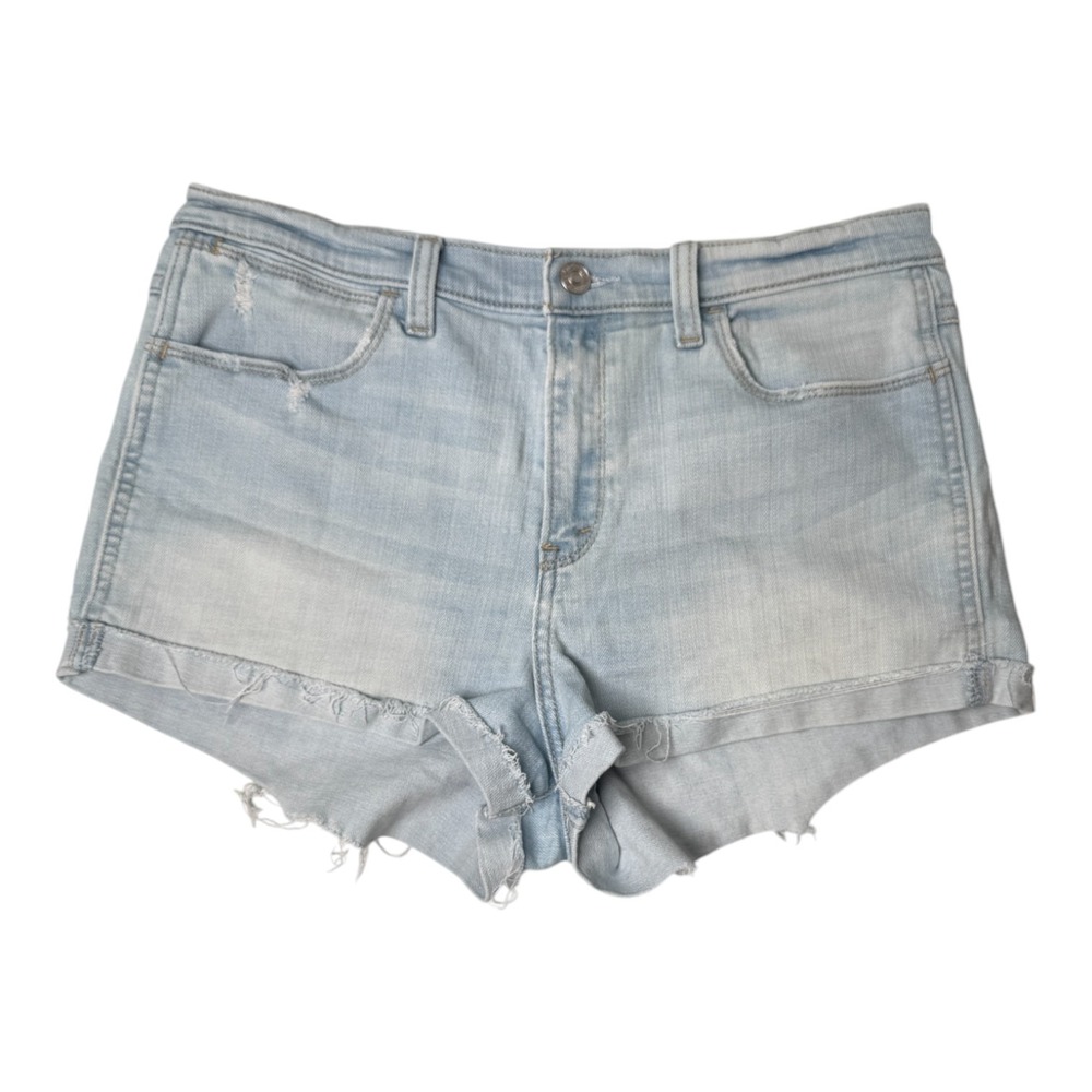 Abercrombie & Fitch Denim Short High Rise Womens 12 Light Wash‎ Raw Hem
